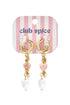 Earrings with dangling heart charms and pearls