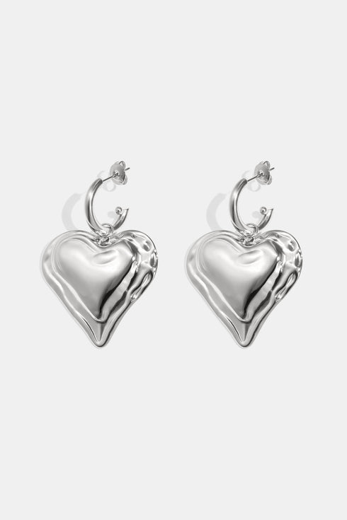 Earrings with large hanging heart