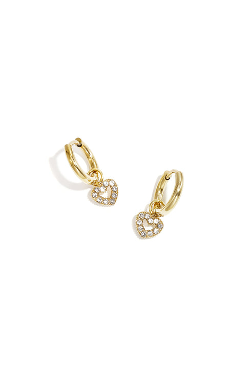 Earrings with decorated heart charm