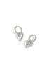 Earrings with heart-shaped pendant and zircon