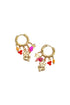 Small hoop earrings with hanging chain and beads