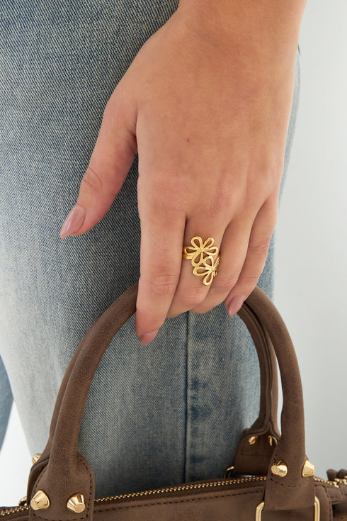 Stainless Steel Statement Rings Flower Casual Daily Simple Series Women's jewelry