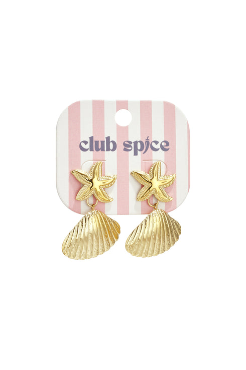 Earrings with starfish and shell