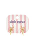 Small earrings with long heart charm with pearl