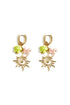 Oval hoop earrings with sun and bead charms