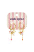 Heart-shaped hoop earrings with beaded pendants and charms