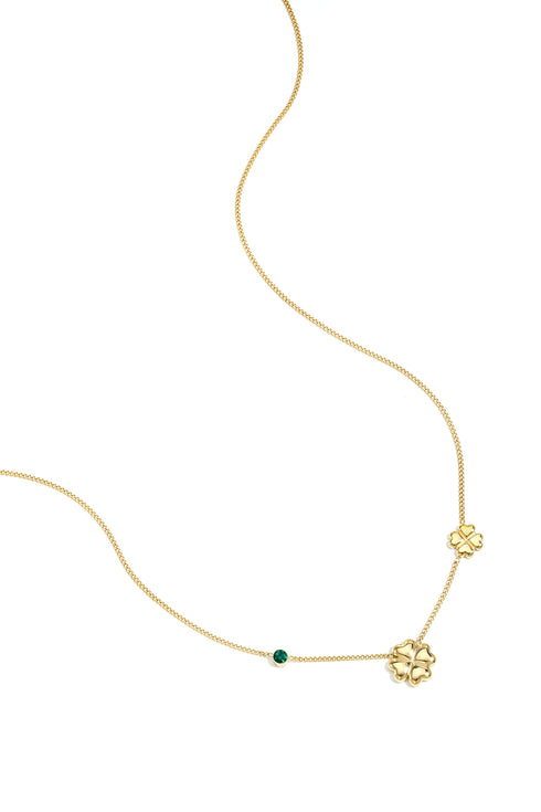 Necklace with clovers and colored stones
