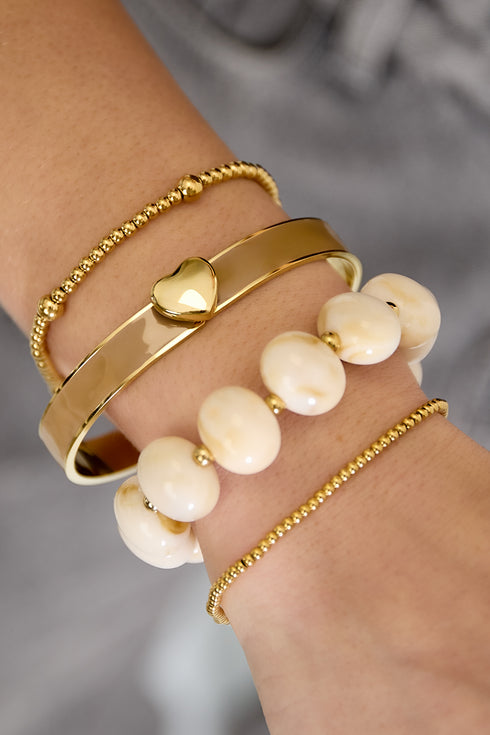 Stainless Steel Colorful Heart Bangles - 0.9cm