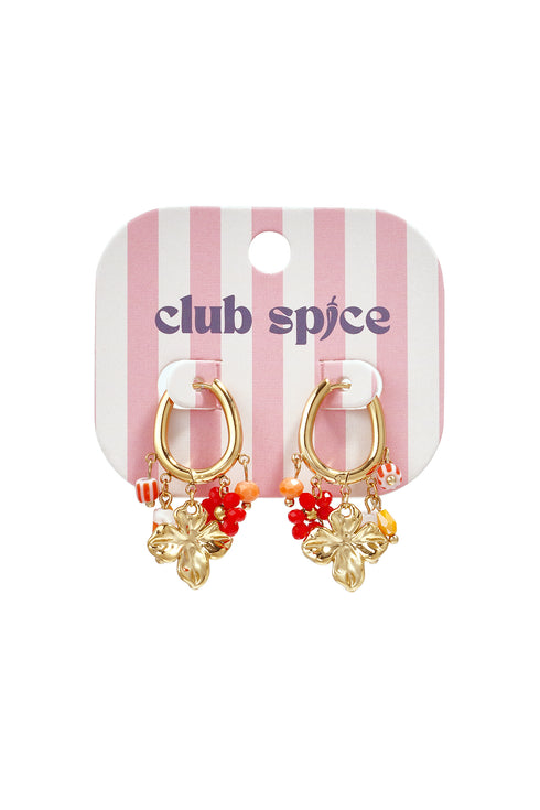 Earrings with various dangling beads