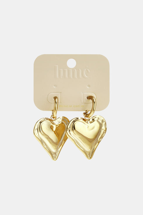 Earrings with large hanging heart