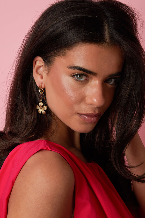 Stainless Steel Dangle Earrings Flower Casual Daily Simple Series Women's jewelry