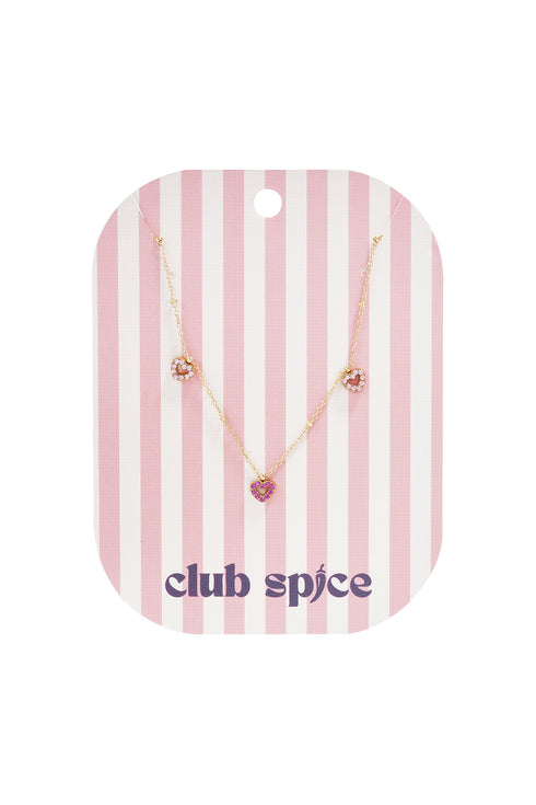 Necklace with pink stones in hearts