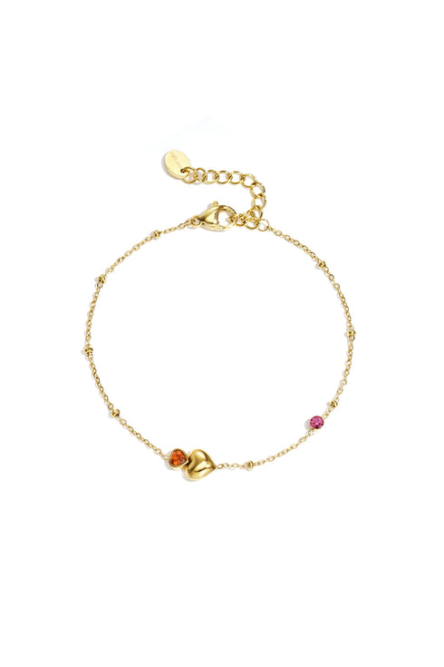 Bracelet with hearts, colored stones, and dots