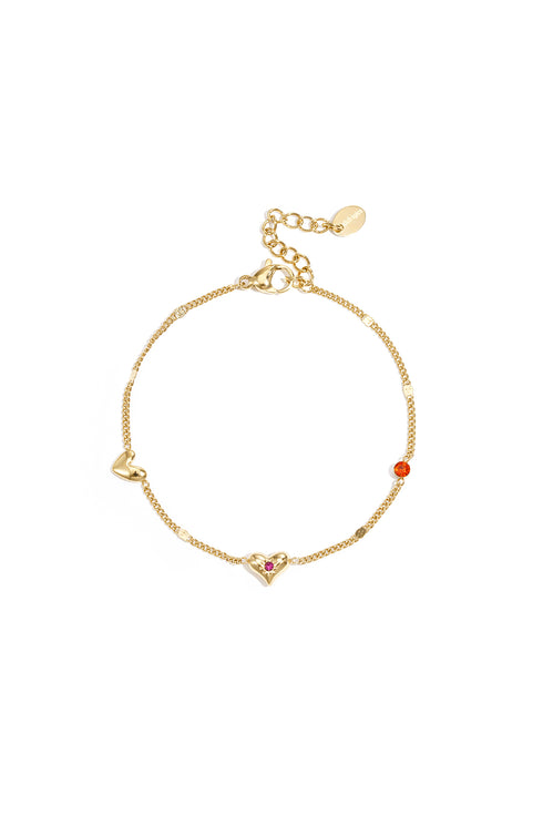 Bracelet with heart and stone pattern