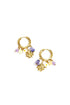 Small hoop earrings with hanging chain and beads