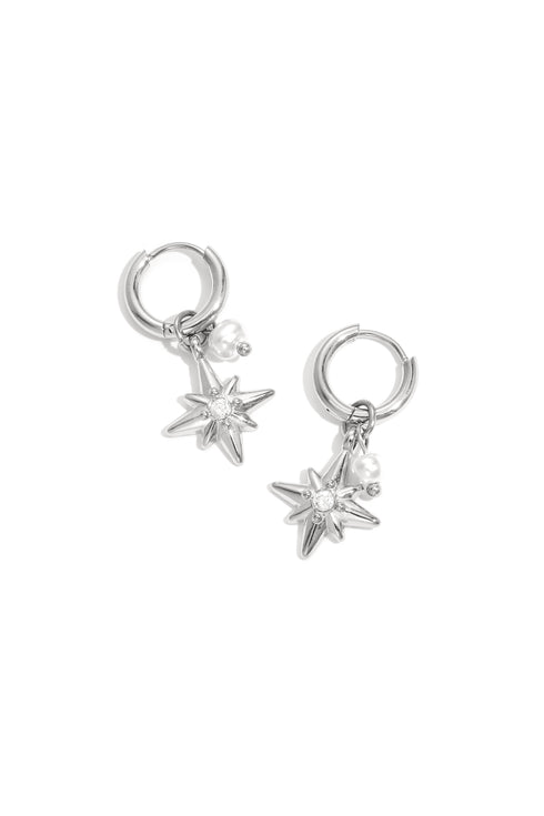 Earrings with pearl and star pendants