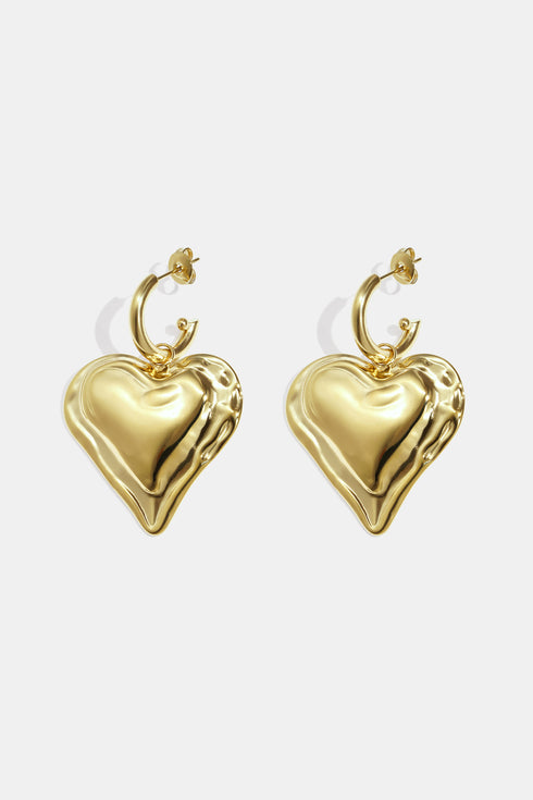 Earrings with large hanging heart